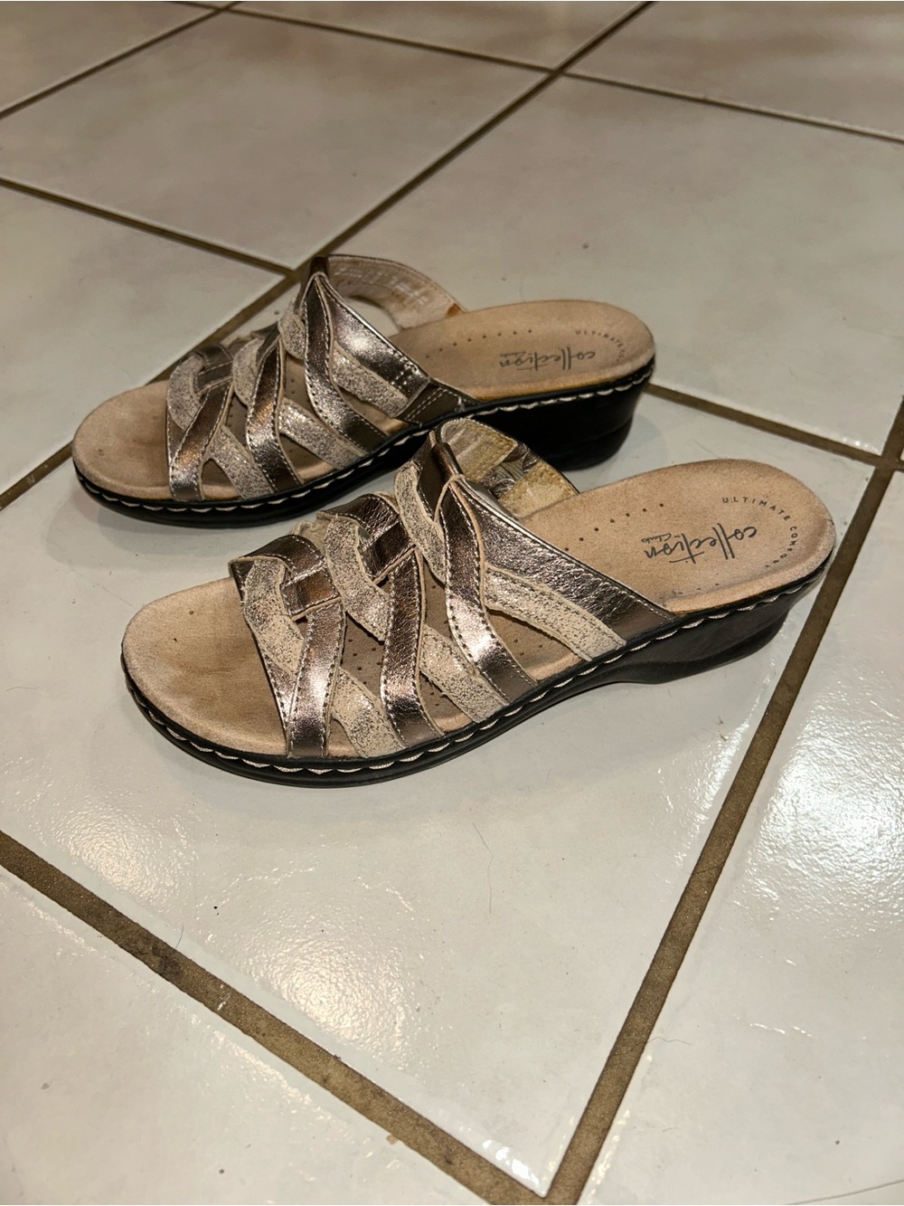 Clark’s Collection Gold Wedge Sandals